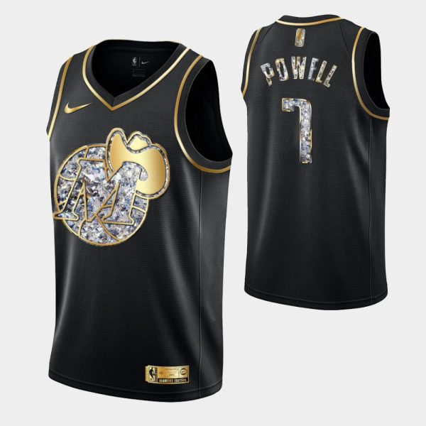 Dallas Mavericks Retro Logo 2022 Playoffs Black Dwight Powell Retro Logo Jersey Diamond Edition