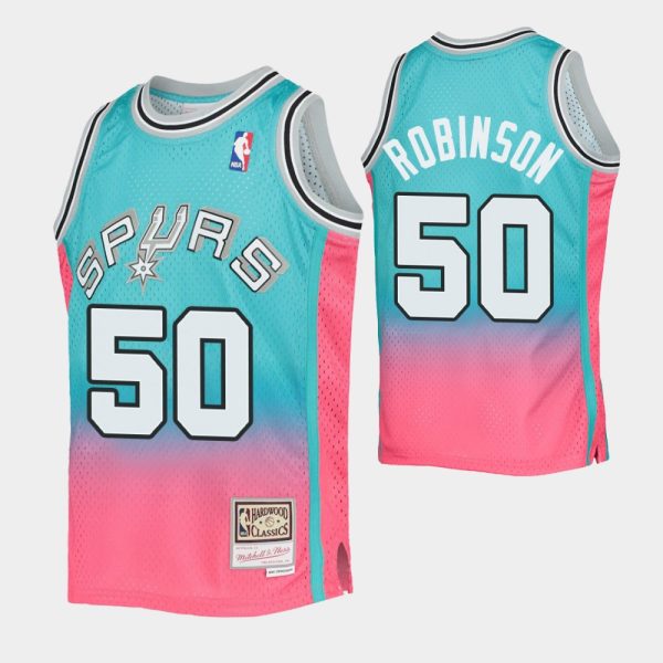 David Robinson No. 50 San Antonio Spurs Teal Pink Fadeaway Hwc Limited Jersey