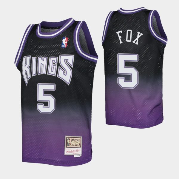 De'Aaron Fox No. 5 Sacramento Kings Black Purple Fadeaway Hwc Limited Jersey