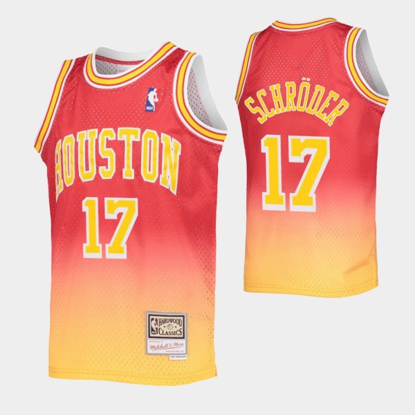 Dennis Schroder No. 17 Houston Rockets Red Gold Fadeaway Hwc Limited Jersey