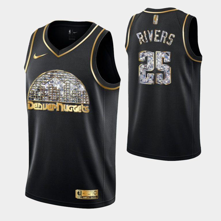 Denver Nuggets Retro Logo 2022 NBA Playoffs Black Austin Rivers Retro Logo Jersey Diamond Edition