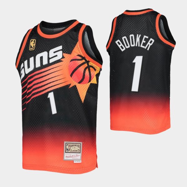 Devin Booker No. 1 Phoenix Suns Black Orange Fadeaway Hwc Limited Jersey