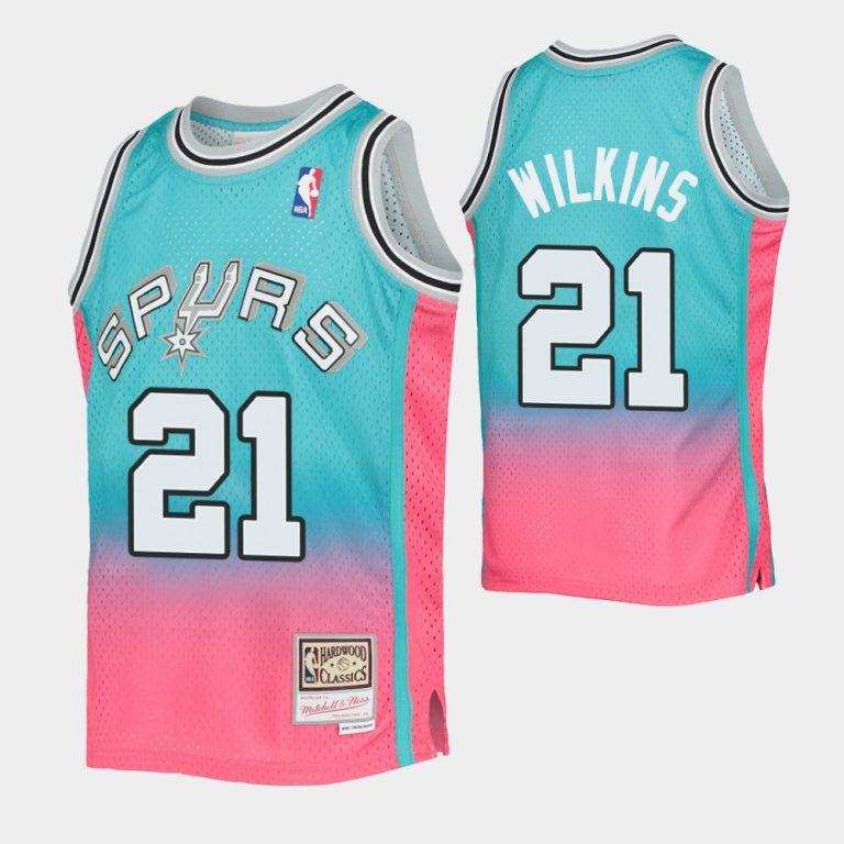 Dominique Wilkins No. 21 San Antonio Spurs Teal Pink Fadeaway Hwc Limited Jersey