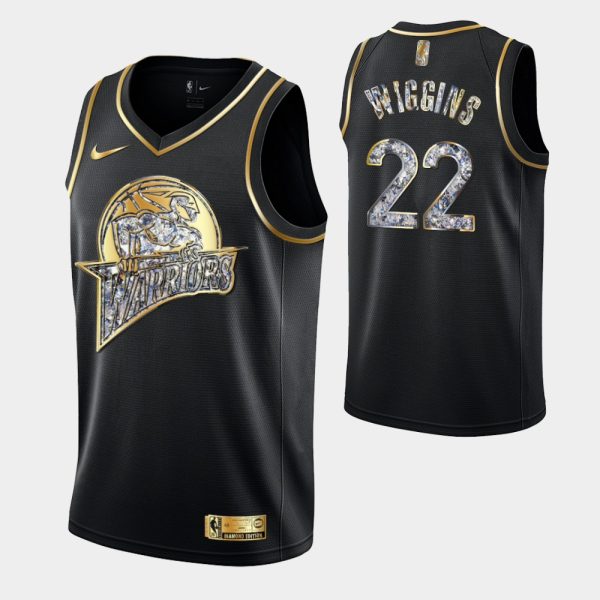 Golden State Warriors Retro Logo 2022 NBA Playoffs Black Andrew Wiggins Retro Logo Jersey Diamond Edition