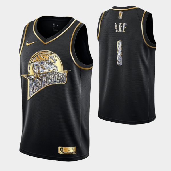 Golden State Warriors Retro Logo 2022 NBA Playoffs Black Damion Lee Retro Logo Jersey Diamond Edition