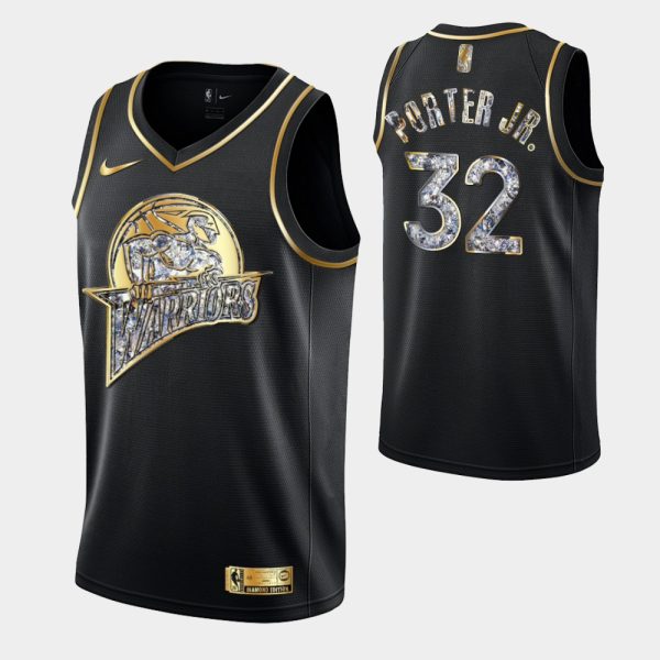 Golden State Warriors Retro Logo 2022 NBA Playoffs Black Otto Porter Jr. Retro Logo Jersey Diamond Edition