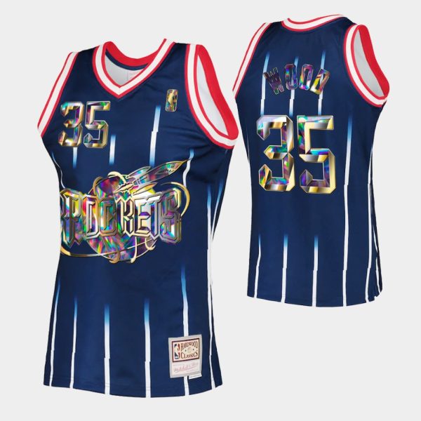 Houston Rockets 75TH Retro Navy Christian Wood 75TH Jersey Diamond Edition