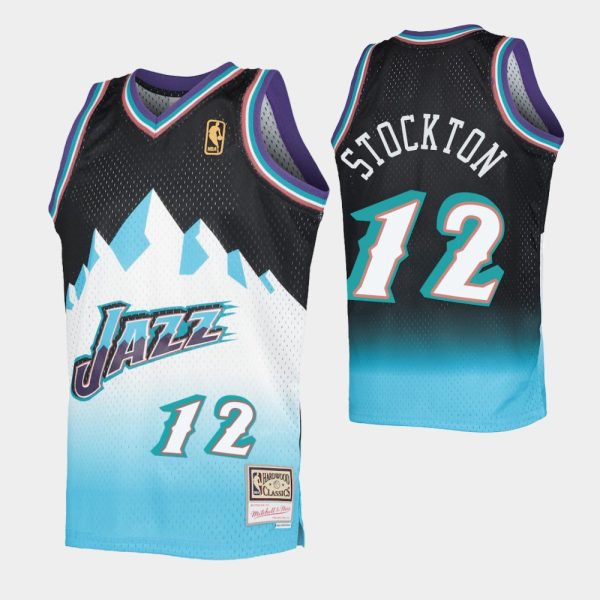 John Stockton No. 12 Utah Jazz Light Blue Fadeaway Hwc Limited Jersey