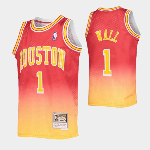 John Wall No. 1 Houston Rockets Red Gold Fadeaway Hwc Limited Jersey