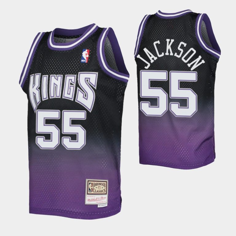 Josh Jackson No. 55 Sacramento Kings Black Purple Fadeaway Hwc Limited Jersey