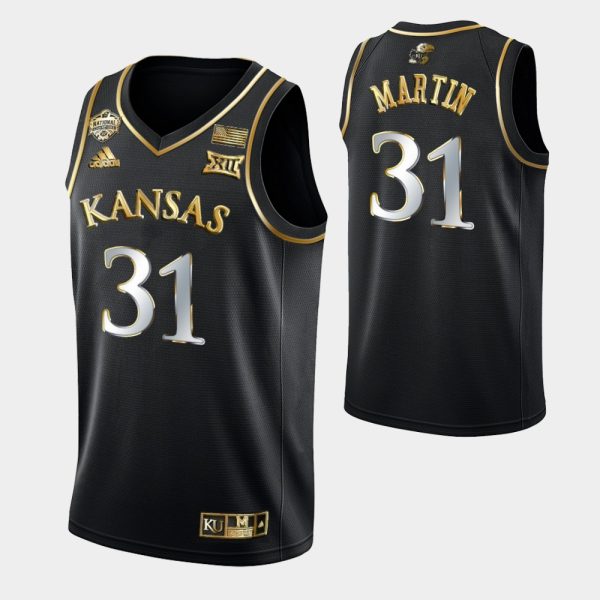 Kansas Jayhawks 2022 National Champions Golden Edition Cam Martin Black Jersey