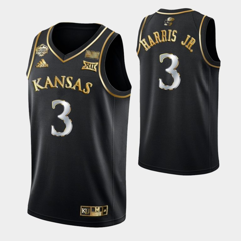 Kansas Jayhawks 2022 National Champions Golden Edition Dajuan Harris Jr. Black Jersey