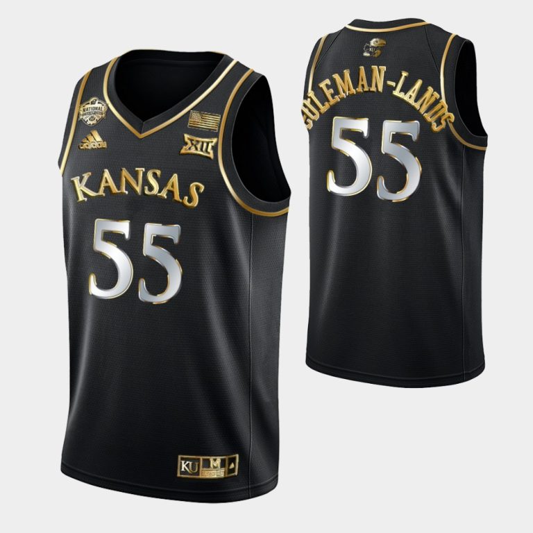 Kansas Jayhawks 2022 National Champions Golden Edition Jalen Coleman-Lands Black Jersey