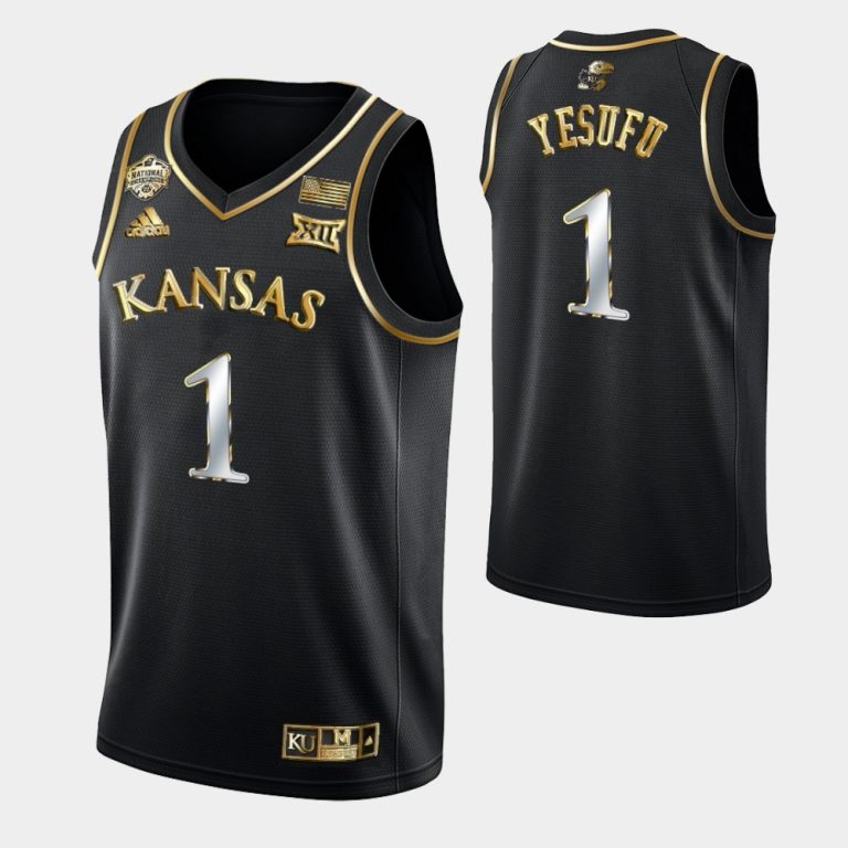 Kansas Jayhawks 2022 National Champions Golden Edition Joseph Yesufu Black Jersey