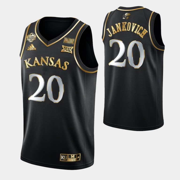 Kansas Jayhawks 2022 National Champions Golden Edition Michael Jankovich Black Jersey