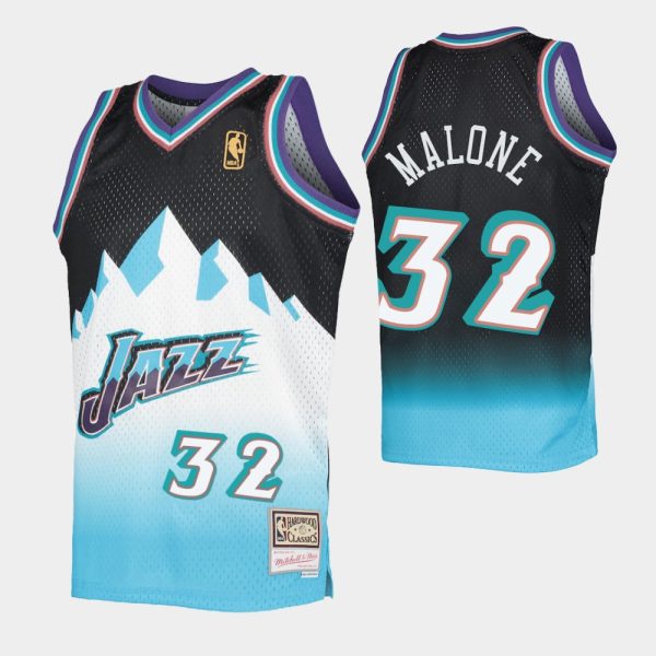 Karl Malone No. 32 Utah Jazz Light Blue Fadeaway Hwc Limited Jersey