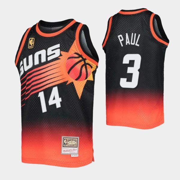 Landry Shamet No. 14 Phoenix Suns Black Orange Fadeaway Hwc Limited Jersey