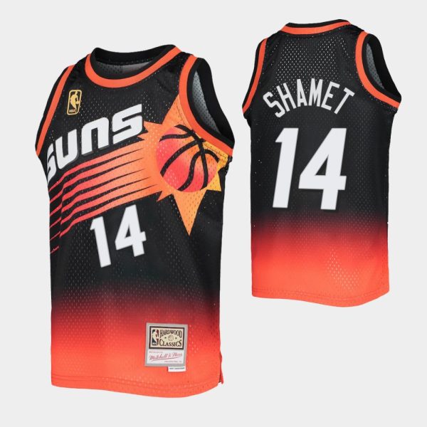 Landry Shamet No. 14 Phoenix Suns Black Orange Fadeaway Hwc Limited Jersey