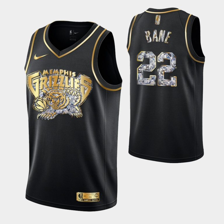 Memphis Grizzlies Retro Logo 2022 Playoffs Black Desmond Bane Retro Logo Jersey Diamond Edition