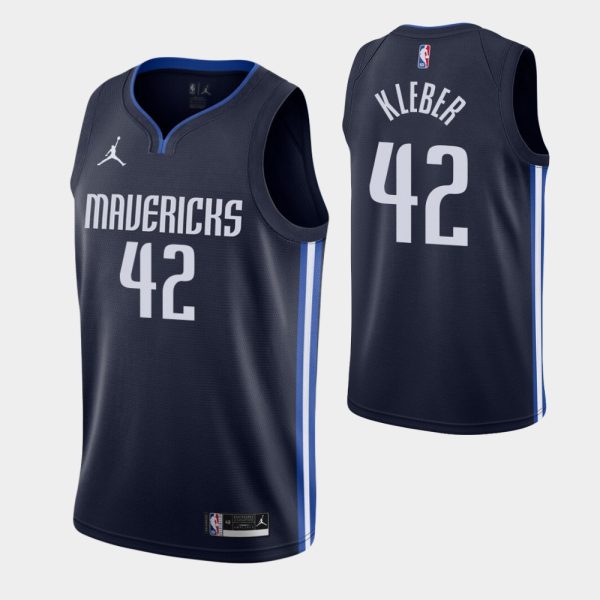 Men's Dallas Mavericks #42 Maxi Kleber Navy Statement Swingman 2020-21 Jordan Brand Jersey