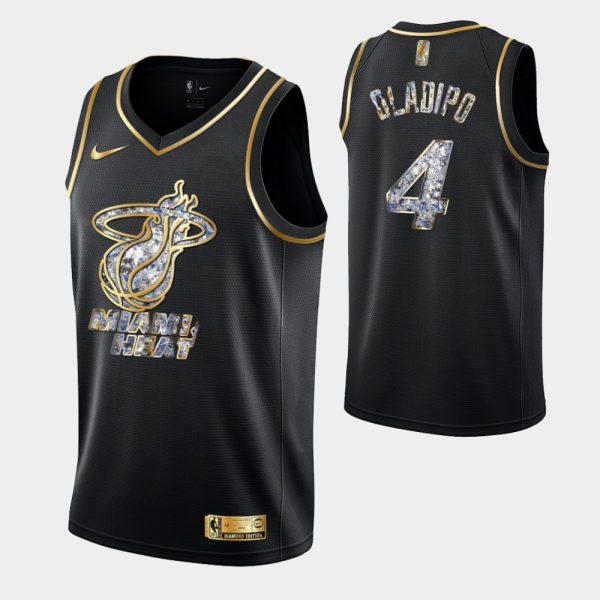 Miami Heat Retro Logo 2022 NBA Playoffs Black Victor Oladipo Retro Logo Jersey Diamond Edition