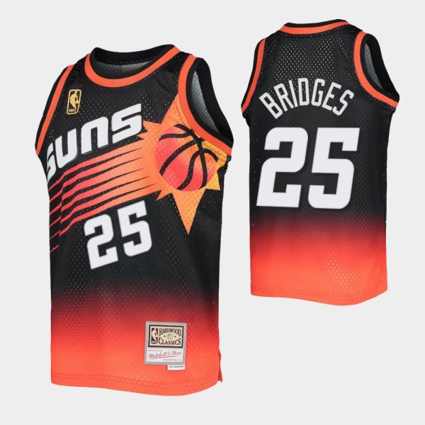 Mikal Bridges No. 25 Phoenix Suns Black Orange Fadeaway Hwc Limited Jersey