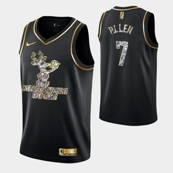 Milwaukee Bucks Retro Logo 2022 Playoffs Black Grayson Allen Retro Logo Jersey Diamond Edition