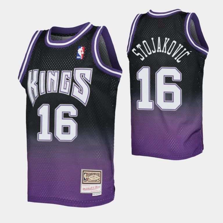 Peja Stojakovic No. 16 Sacramento Kings Black Purple Fadeaway Hwc Limited Jersey