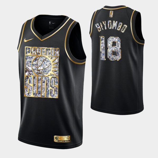 Phoenix Suns Retro Logo 2022 NBA Playoffs Black Bismack Biyombo Retro Logo Jersey Diamond Edition