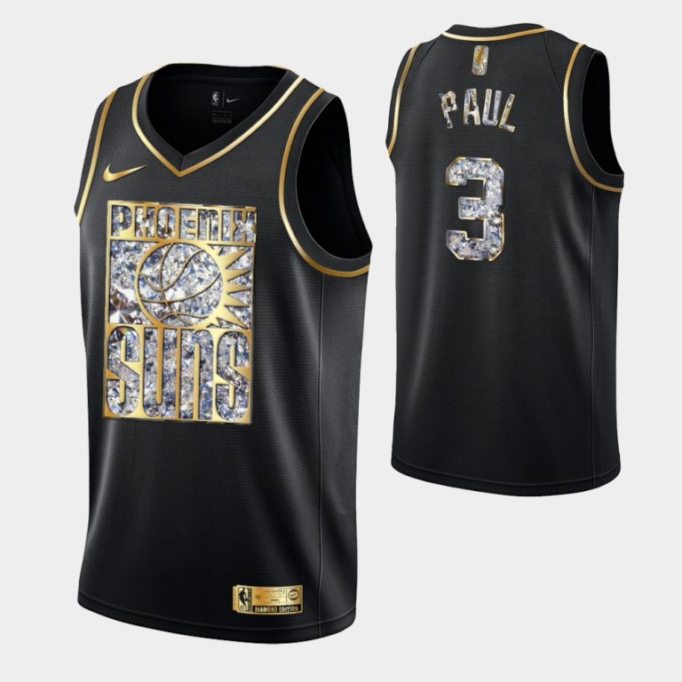 Phoenix Suns Retro Logo 2022 NBA Playoffs Black Chris Paul Retro Logo Jersey Diamond Edition