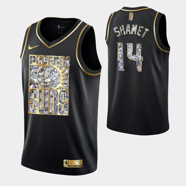 Phoenix Suns Retro Logo 2022 NBA Playoffs Black Landry Shamet Retro Logo Jersey Diamond Edition