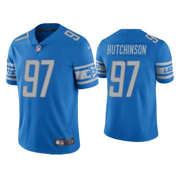 Men Aidan Hutchinson Detroit Lions Light Blue 2022 NFL Draft Vapor Limited Jersey