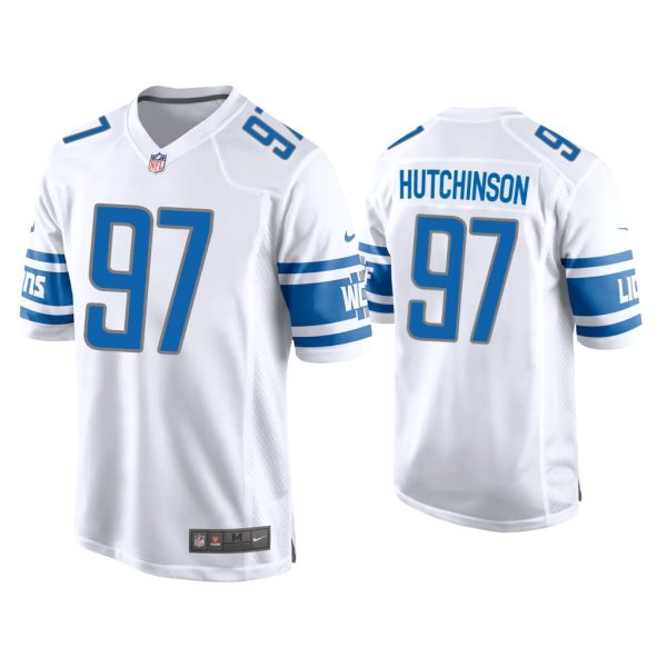 Men Aidan Hutchinson Detroit Lions White 2022 NFL Draft Game Jersey