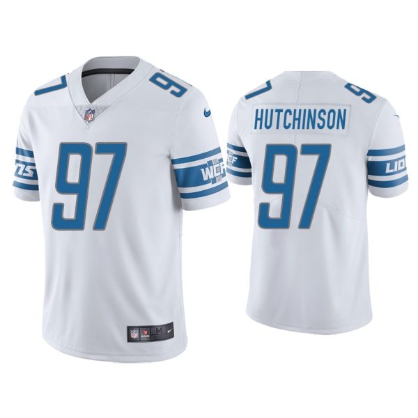 Men Aidan Hutchinson Detroit Lions White 2022 NFL Draft Vapor Limited Jersey
