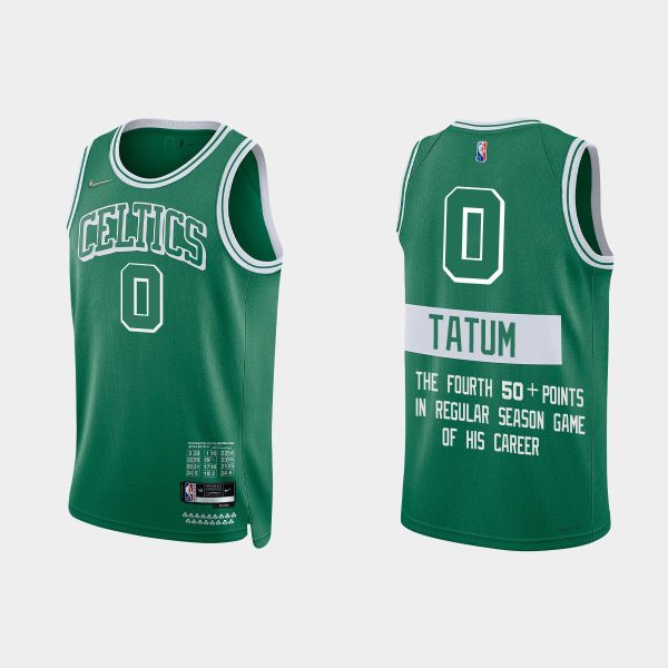 Men Boston Celtics #0 Jayson Tatum 54 Points Special Commemoration Green Jersey