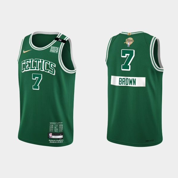 Men Boston Celtics 2022 NBA Finals #7 Jaylen Brown City Green Jersey