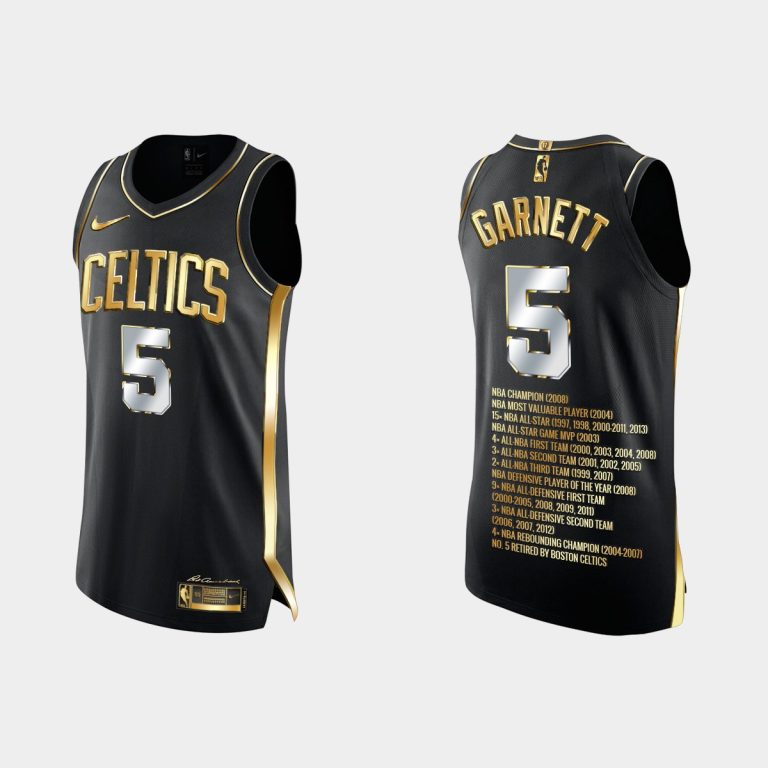 Men Boston Celtics No.5 Kevin Garnett Retired Jersey Special Commemoration Black Jersey