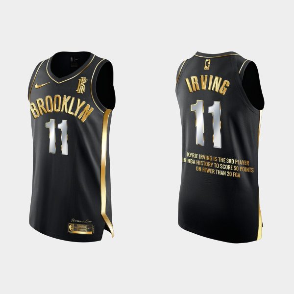 Men Brooklyn Nets #11 Kyrie Irving 50 Points Special Commemoration Black Jersey