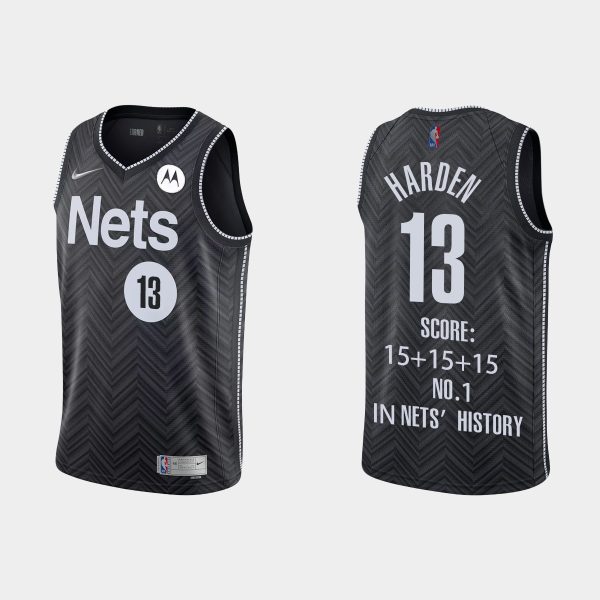 Men Brooklyn Nets 13 #James Harden Special Commemoration posts a triple-double Black  Jersey