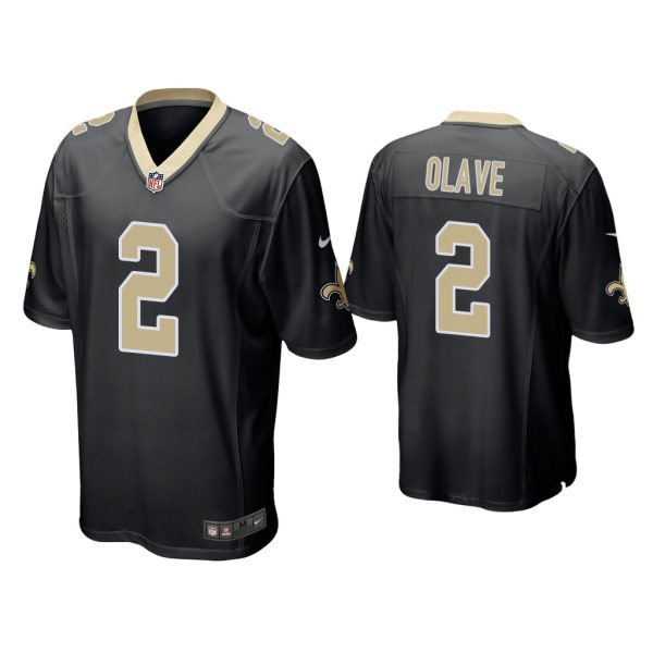 Men Chris Olave New Orleans Saints Black 2022 NFL Draft Game Jersey