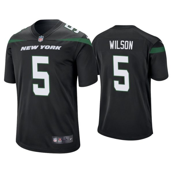 Men Garrett Wilson New York Jets Black 2022 NFL Draft Game Jersey