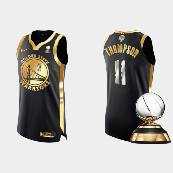 Men Golden State Warriors 2022 Western Conference Final Champs Klay Thompson #11 Black Golden Jersey Black