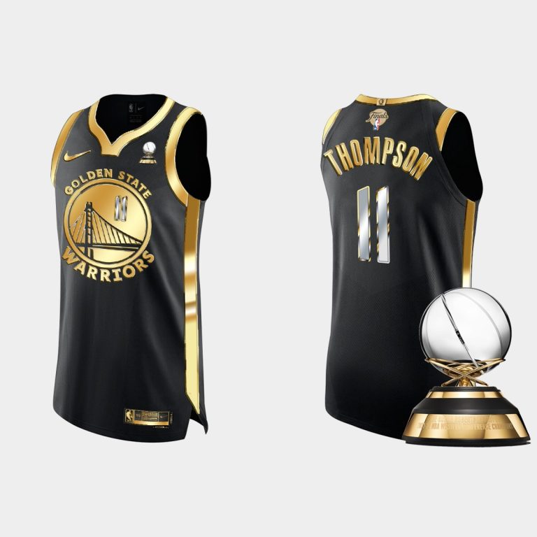 Men Golden State Warriors 2022 Western Conference Final Champs Klay Thompson #11 Black Golden Jersey Black