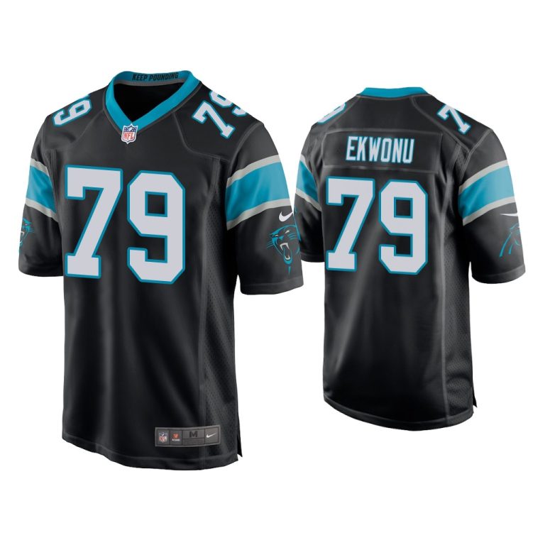 Men Ikem Ekwonu Carolina Panthers Black 2022 NFL Draft Game Jersey