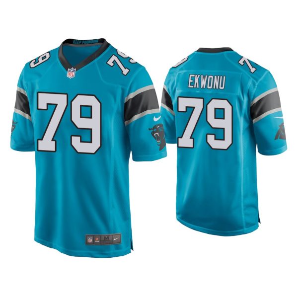 Men Ikem Ekwonu Carolina Panthers Blue 2022 NFL Draft Game Jersey