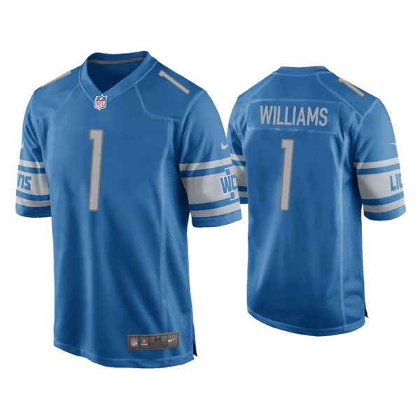 Men Jameson Williams Detroit Lions Blue 2022 NFL Draft Game Jersey