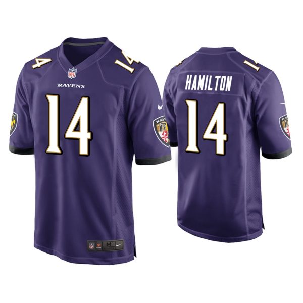 Men Kyle Hamilton Baltimore Ravens Purple 2022 NFL Draft Game Jersey