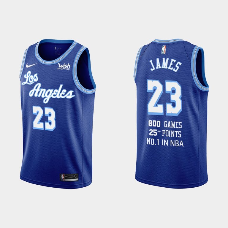 Men Los Angeles Lakers 23# LeBron James Jersey Special Commemoration 25 Points 800 Games NO.1 Royal