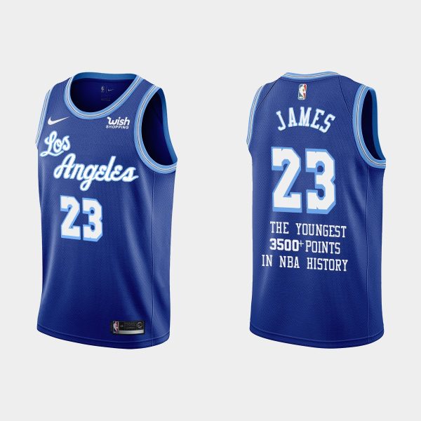 Men Los Angeles Lakers 23# LeBron James Special Commemoration The Youngest 3500+points in NBA History Purple Jersey