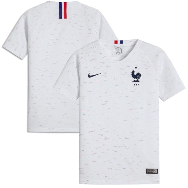 France National Team Youth 2018 Away Replica Stadium Jersey - White/Gray